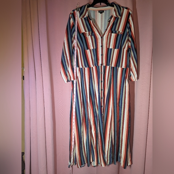 Torrid Challis Striped Button Down Shirt Dress 1x(14-16) - Picture 6 of 12